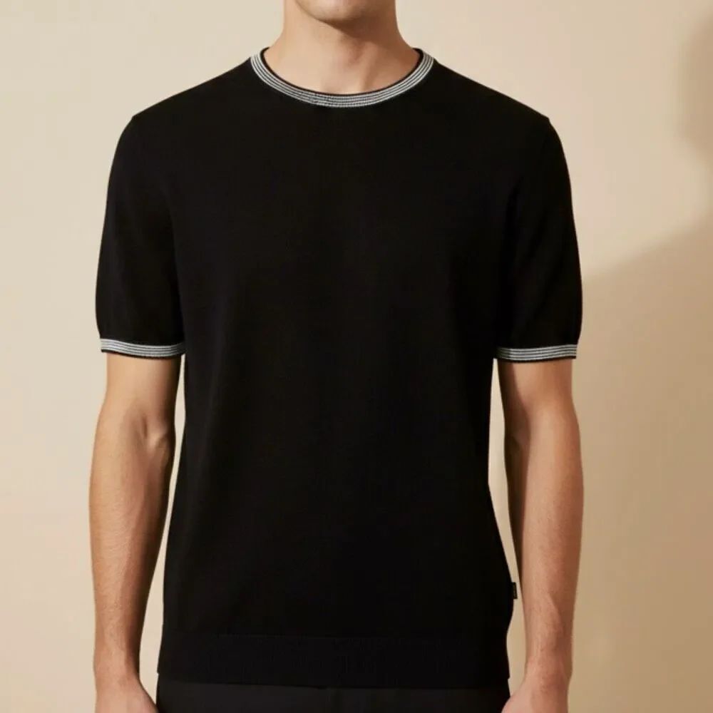 BOSS by Hugo Boss  black short-sleeved t-shirt/knitted top, from Hugo Boss, regu